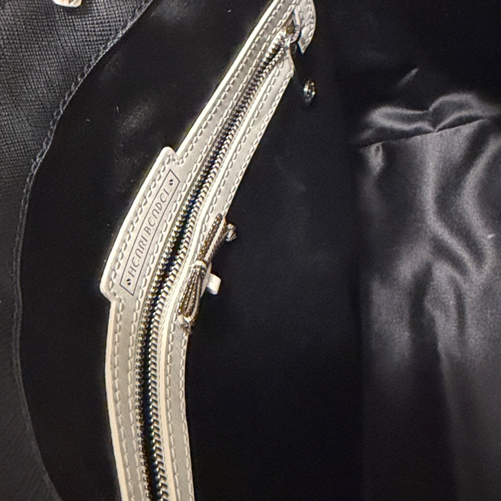 Henri Bendel Black Tweed Handbag with Fur Pom Pom - Picture 6 of 7